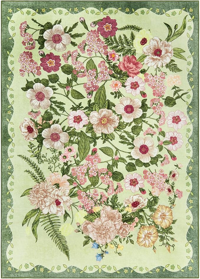 Floral Washable 5x7 Area Rugs - Image 9