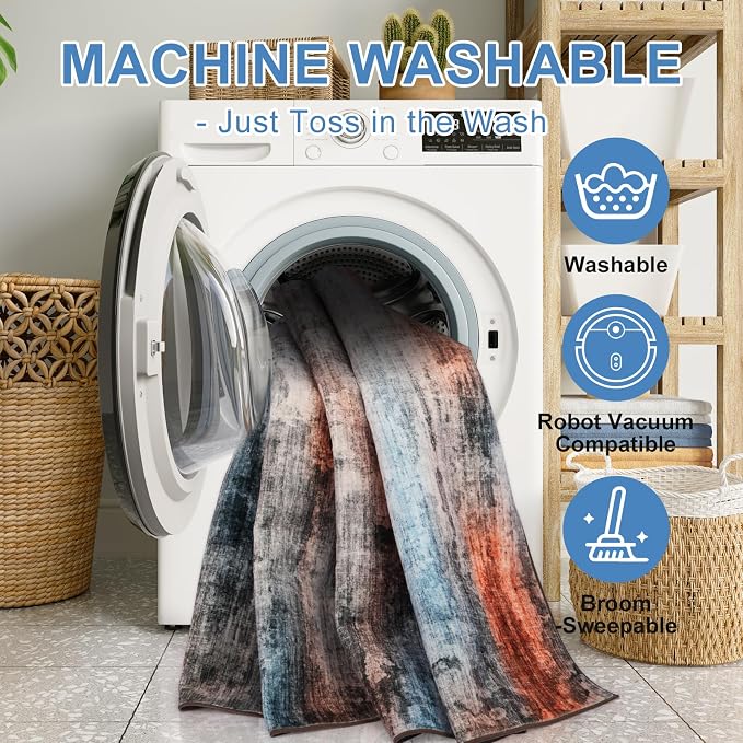 WILLSUN Washable Area Rugs, 6x9 Non-Slip Boho Large Area Rugs - Image 5