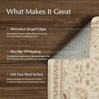 EVERGRACE Hallyway Area Runner Rugs 2x10, Boho Floral Faux Wool Indoor Outdoor - Image 3