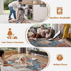 Area Rug 9x12 Washable Rug, Vintage Boho Medallion Rugs Non-Slip Soft Low Pile - Image 5