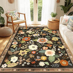 Floral 4x6 Area Rug Machine Washable Soft Print Boho Carpet Non Slip Doormat - Image 2