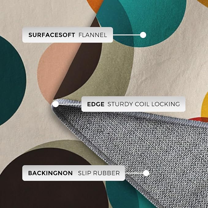 Mid Century Modern Rugs for Home Decor, 6x9 ft, Boho Geometric Circle Area Rugs - Image 7