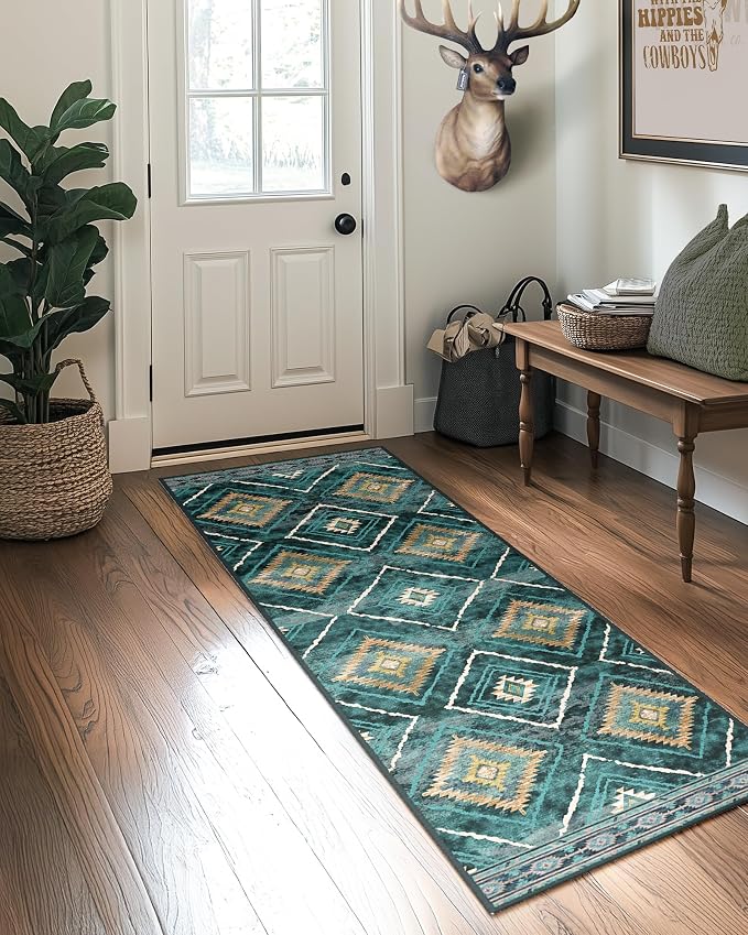 Area Rug 2x3 Rug Machine Washable Non-Slip Low Pile Print Pattern Western Rug - Image 7