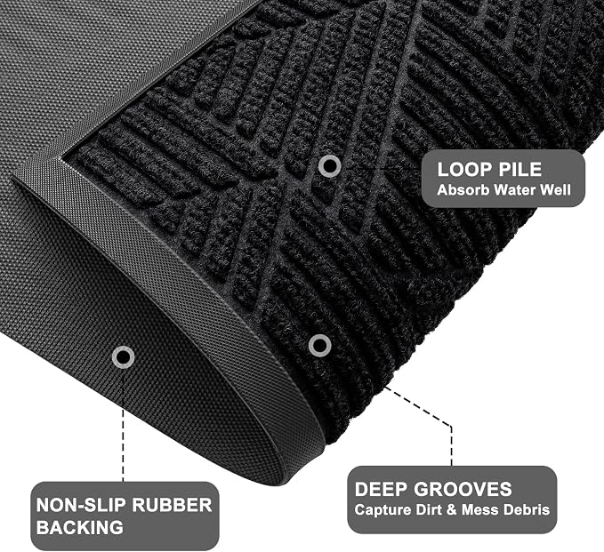 Kitinjoy Front Door Mat Outside Entrance, Sturdy Natural Dirt Trapper, Heavy - Image 4