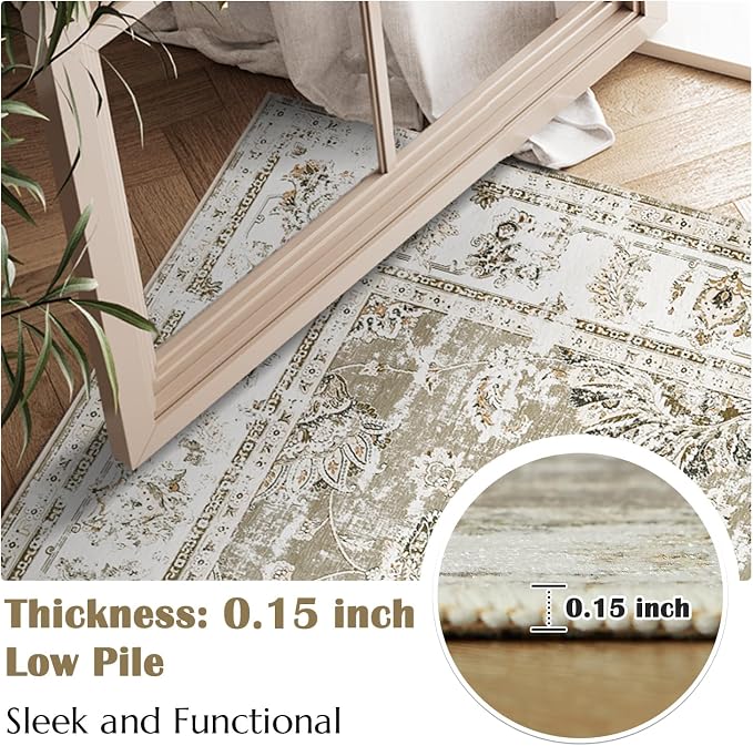 jinchan Fiora Vintage Floral 5x7 Area Rugs - Image 6