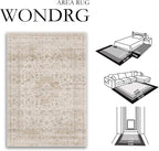 9x12 Beige Area Rug Vintage Living Room Bedroom Washable Carpet Non-Slip Soft - Image 2