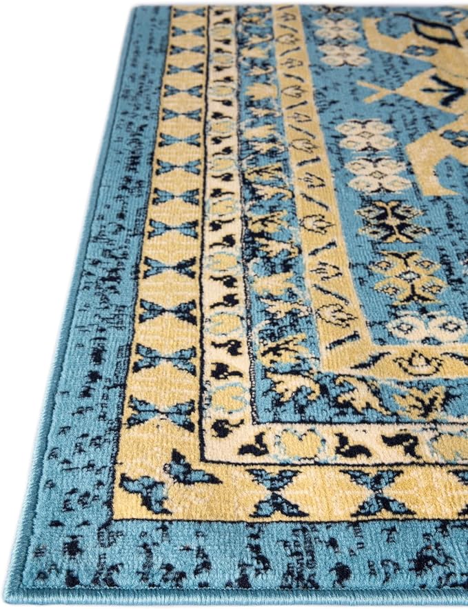 Unique Loom Taftan Collection Border Geometric Tribal Inspired Design Area Rug - Image 6