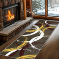 Gold White Red Circle Pattern Runner Rug, 2x6ft Washable Hallway Entrance Rugs by LGGLOVELIN