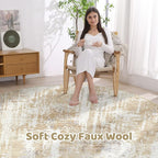 Round Rug Living Room Rugs: 5Ft Washable Circle Large Abstract Modern Soft - Image 3
