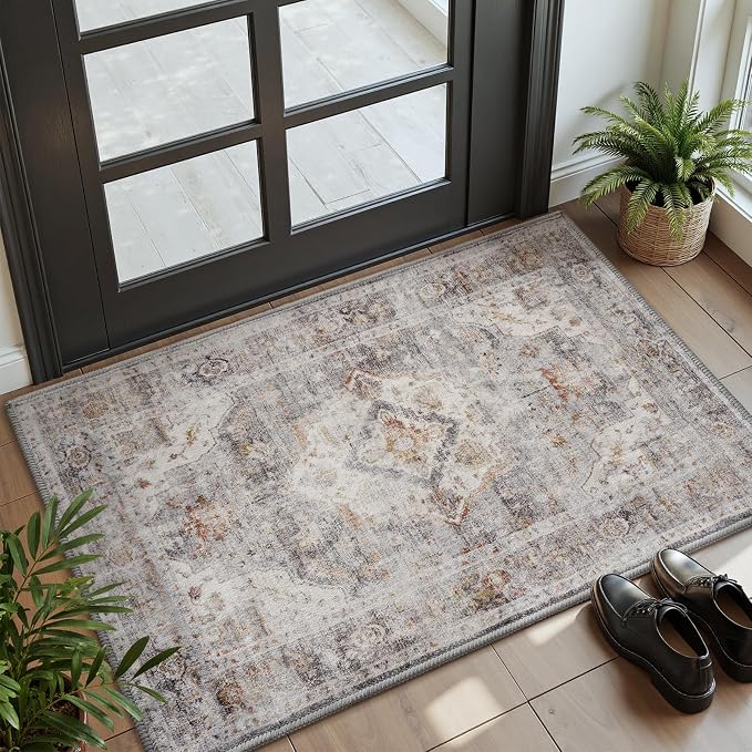 AMOAMI-2X3 Small Rug-Washable Rugs Entryway Mat Indoor-Soft Vintage Non Slip by AMOAMI