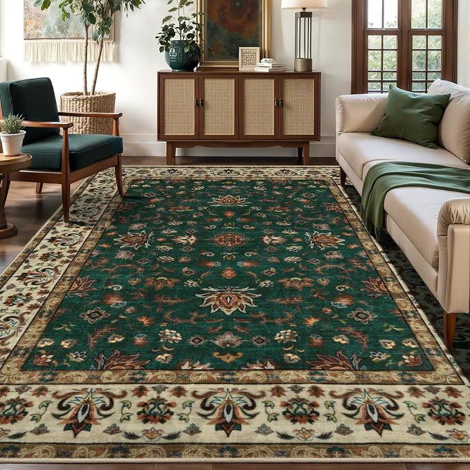 Tangsoo 5x7 Washable Rug, Floral Vintage Large Area Rugs - Image 2