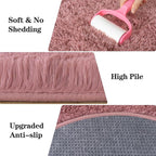 Soft Fluffy Area Rug for Bedroom, Blush Pink Fuzzy Shaggy Oval Throw Rugs for - Image 6