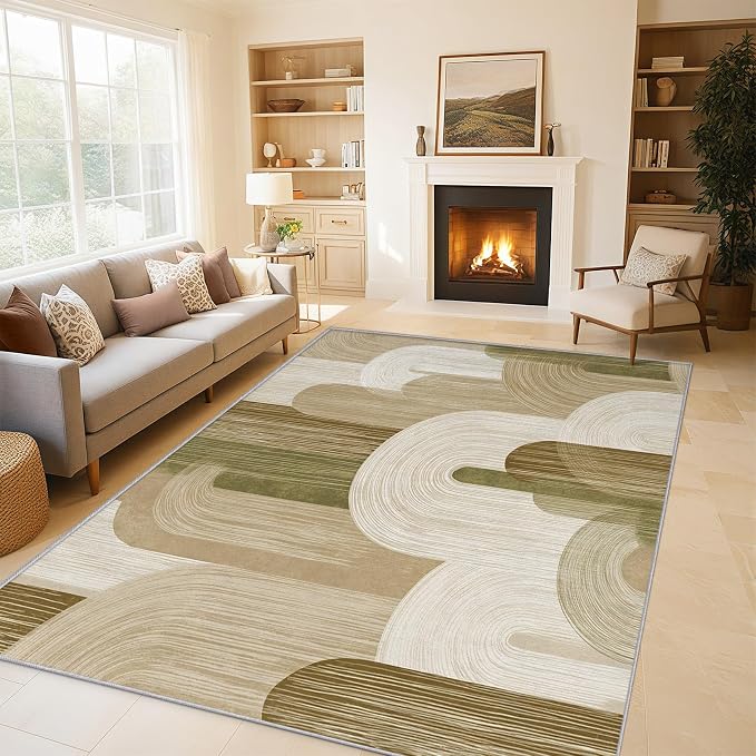 Abstract Geometry Rugs for Home Decor, 8x10 ft, Minimalist Geo Arched Area Rugs by Unknown
