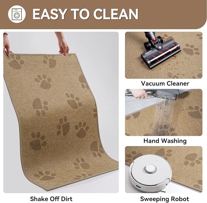 Door Mat Indoor Entrance 17"x30", 0.16" Thin Paw Print Low Pile Doormat - Image 7