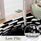 3D Illusion Swirl Area Rugs, Modern Abstract Grid Black Hole Living Room Carpet - Image 6