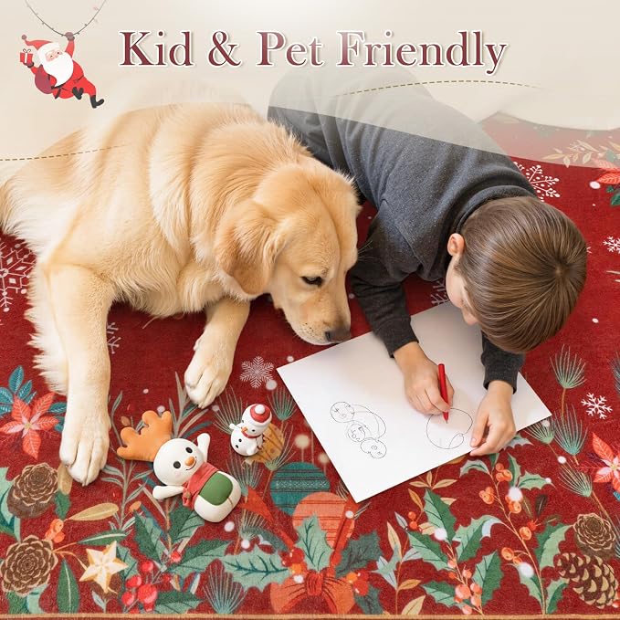 Wonnitar Christmas 5x7 Area Rugs, Non-Slip Soft Bedroom Rug, Washable Low Pile - Image 6