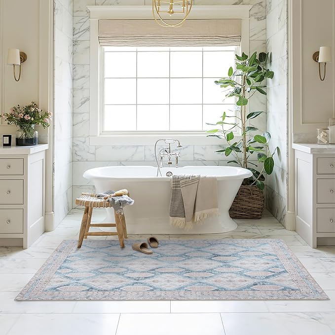 Washable Area Rug. Modern Farmhouse. Vintage. Turkish. Bohemian. Distressed. - Image 9