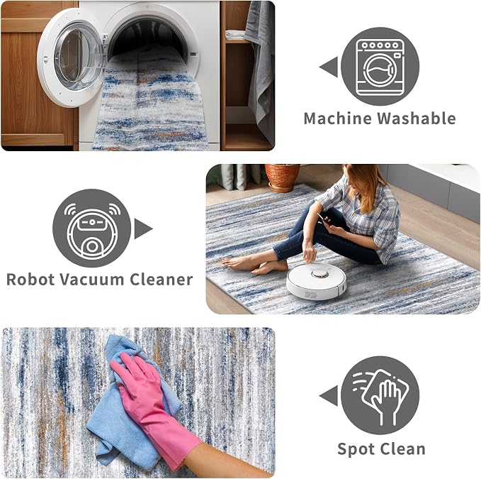2x8 Washable Runner Rug for Family: Easy-to-Clean Runners for Hallway Entryway - Image 4