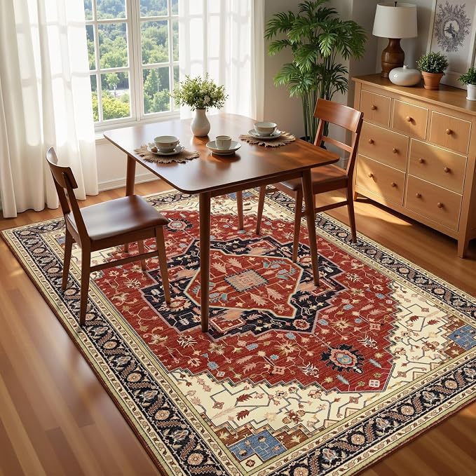 3x5 Orange Red Area Rug for Living Room, Machine Washable Rugs - Image 2