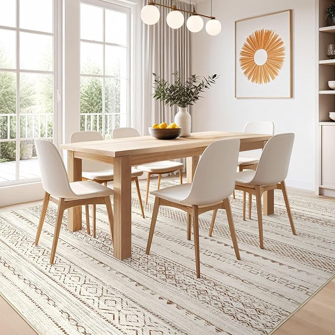 Nakagishi Area Rug Living Room Rugs: 5x7 Machine Washable Boho Large Neutral - Image 8
