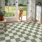 LIVEBOX 4x6 Washable Area Rug Checkered, Non-Slip Small Entryway Rug Green - Image 4