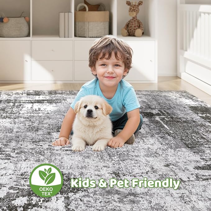 9x12 Area Rug Living Room: Washable Large Abstract Modern Soft Stain Resistant - Image 7