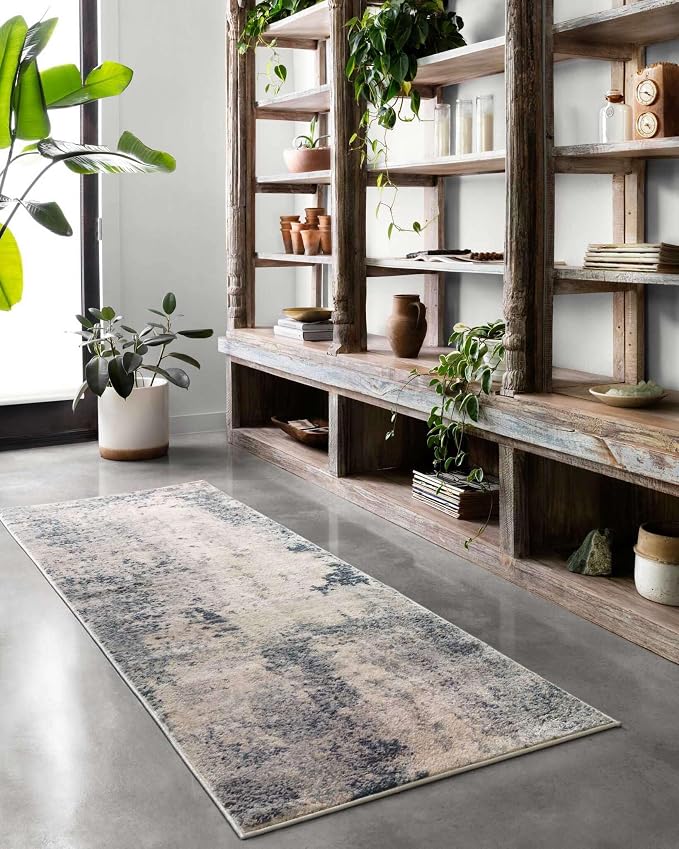 Loloi Teagan Collection TEA-07 Natural/Denim 2'-8" x 7'-6" Runner Rug, Soft - Image 4