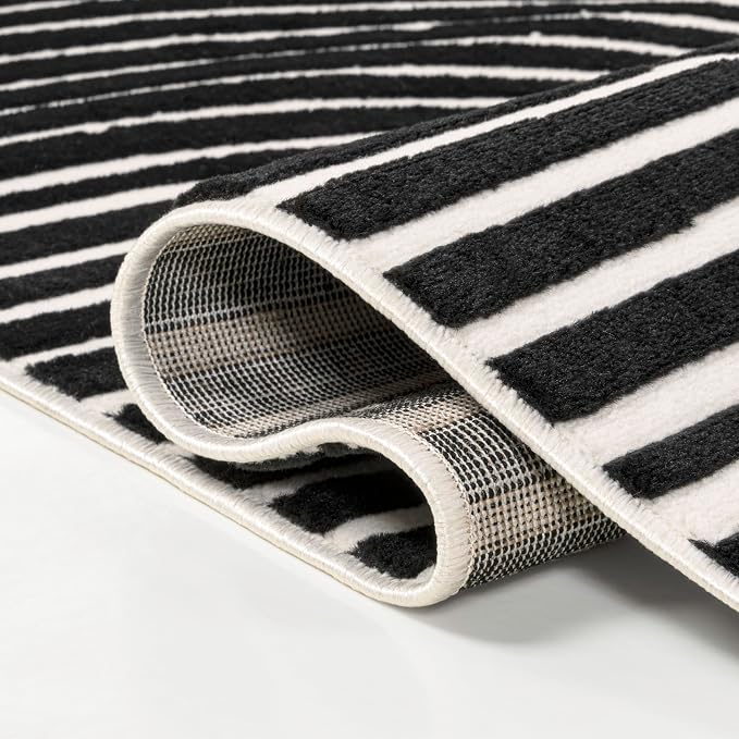 JONATHAN Y Hallie High-Low Curve Black/White 3x5 Indoor Area Rug, Minimalist - Image 5