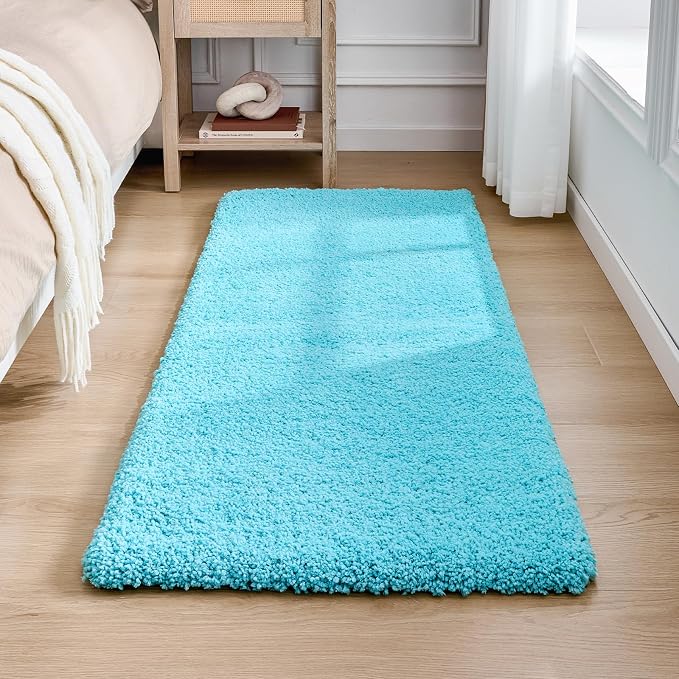 Bathroom Runner Rug 24x59 Teal Non Slip Fluffy Long Bath Mat - Image 9