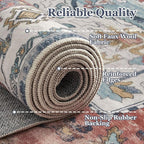 Boho Rugs for Bedroom Girls Playroom, Distressed Medallion Printed 8x10 Rugs - Image 7