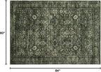 Morebes Washable Green 5x7 Area Rugs, Vintage Soft Bedroom Rug Non Slip - Image 2