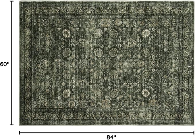 Morebes Washable Green 5x7 Area Rugs, Vintage Soft Bedroom Rug Non Slip - Image 2
