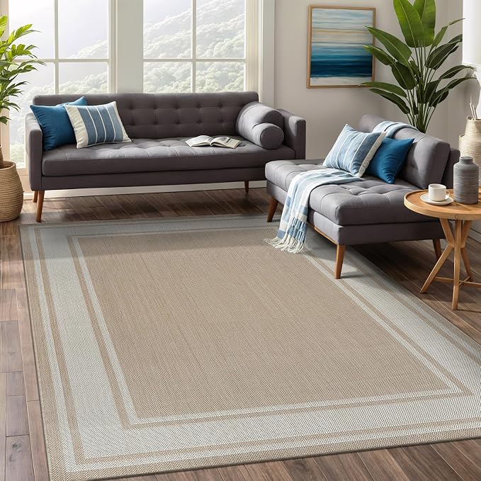 Beverly Rug Large Outdoor Rug 10x14 Modern Bordered Area Rugs - Image 4
