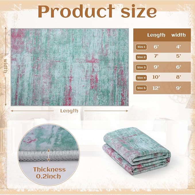8x10 Abstract Area Rugs for Living Room, Modern Washable Indoor Rug for Bedroom - Image 6