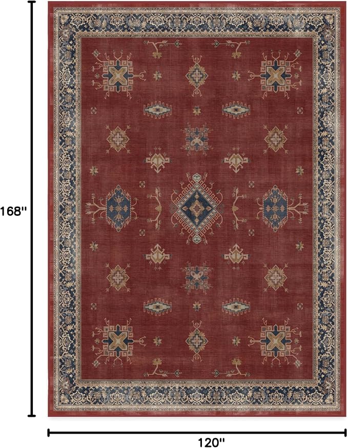RUGGABLE Washable Vintage Area Rug – Verena Amber Red 10x14, Stain-Resistant - Image 2