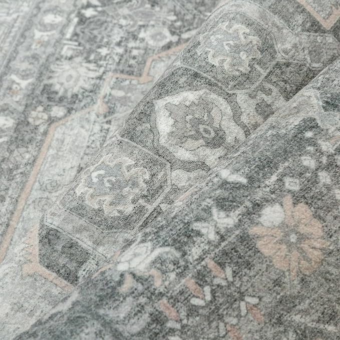 8x10 Grey Washable Vintage Area Rug - Image 8