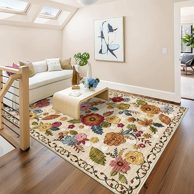5x8 Machine Washable Area Rug for Living Room, Kids and Pets Friendly for - Image 8