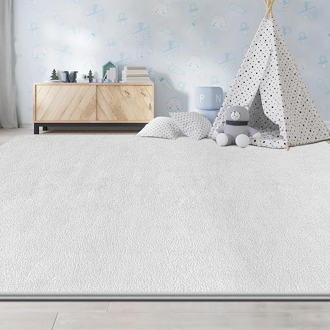 Large Area Rugs for Living Room Bedroom, 7x10 Feet White Rug, Minimalist Modern - Image 7