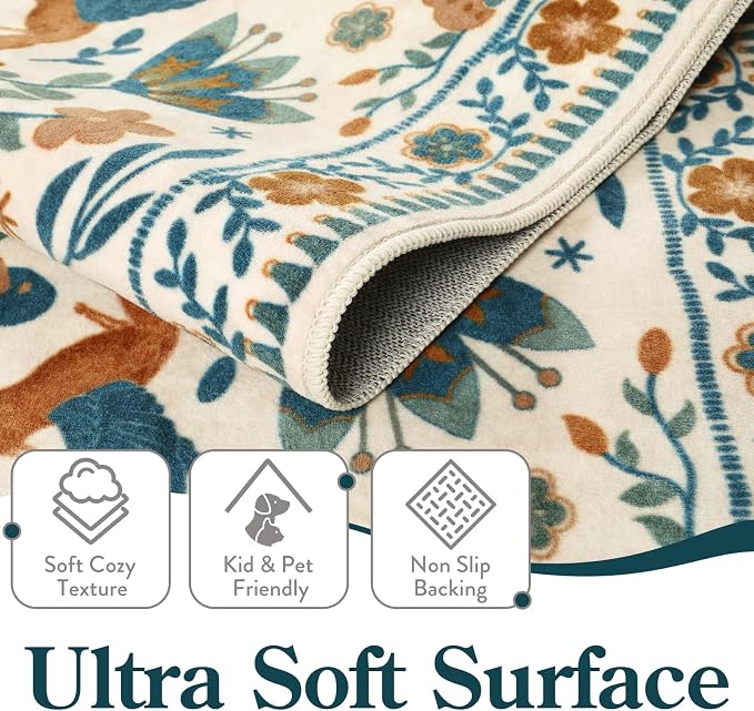 Moynesa 3x5 Entryway Rug Indoor, Modern Bohemian Washable Non-Slip Low Pile - Image 5