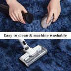 duduta Navy Blue Fluffy Bedroom Rug 3x5 ft, Tie-Dye Shag Plush Area Rug - Image 5