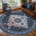 Tangsoo Vintage Round Rug 6ft, Washable Circle Rug, Non Slip Boho Round Area Rug by Tangsoo