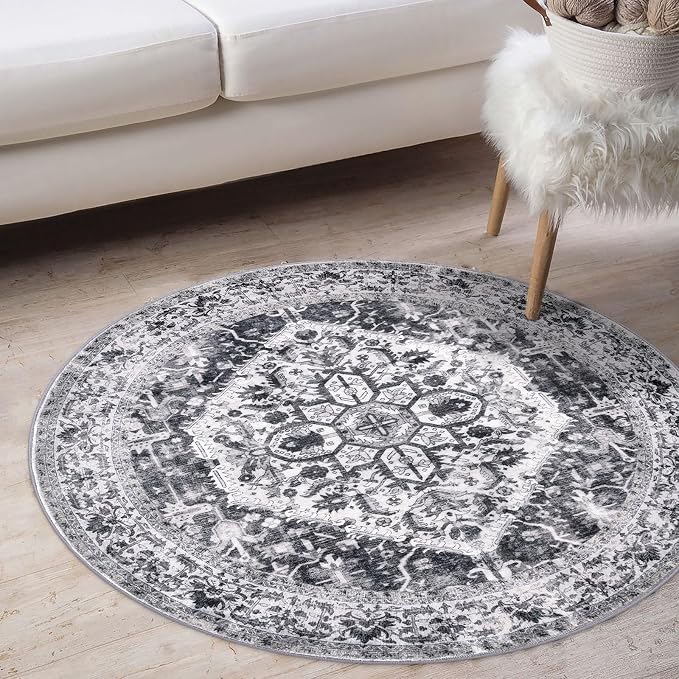 KOZYFLY Round Rug 3 Ft Rugs for Entryway Washable Circle Entrance Rug Non Slip - Image 3
