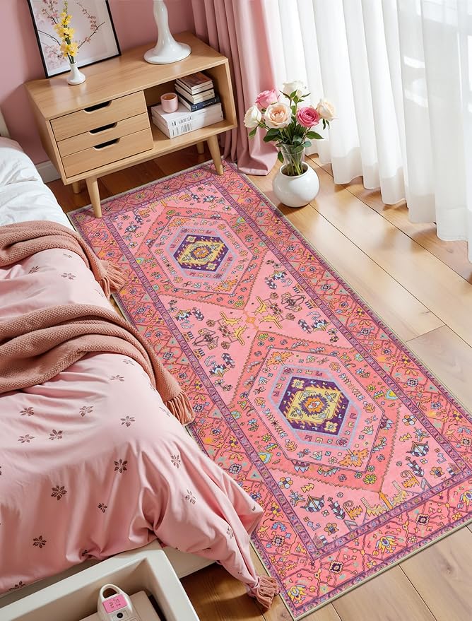 SERISSA Washable Kitchen Runner Rug, 2x5 Non-Slip Fuchsia Pink Runner Rugs - Image 8