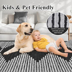 HelloTree Area Rug for Living Room 9x12 Washable Geometric Moroccan Rug Stripe - Image 6