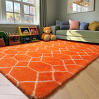 ONASAR Area Rugs for Bedroom Living Room, Washable 4x6 Fluffy Orange and White - Image 8