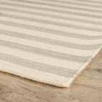 Home Conservatory Ladder Stripe Grey/Ivory Handwoven Wool 6 X 9 Feet - Image 6