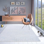 Hand-Tufted 100% Wool Area Rug – Unique Modern Geometric Grid Pattern, Soft - Image 2