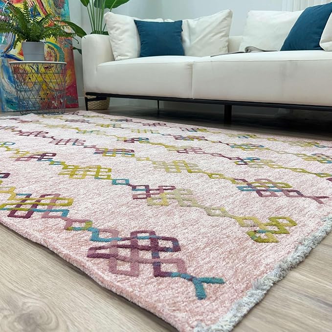 Alfa Rich 7x10 Light Pink Washable Area Rugs - Image 7