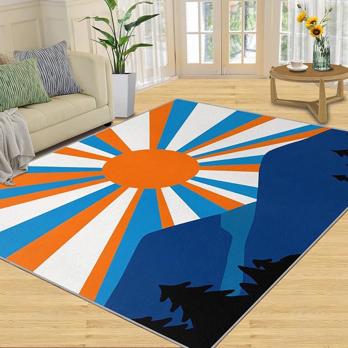 Boho Sun Area Rugs 8x10ft, Abstraction Deco Area Rug - Image 3