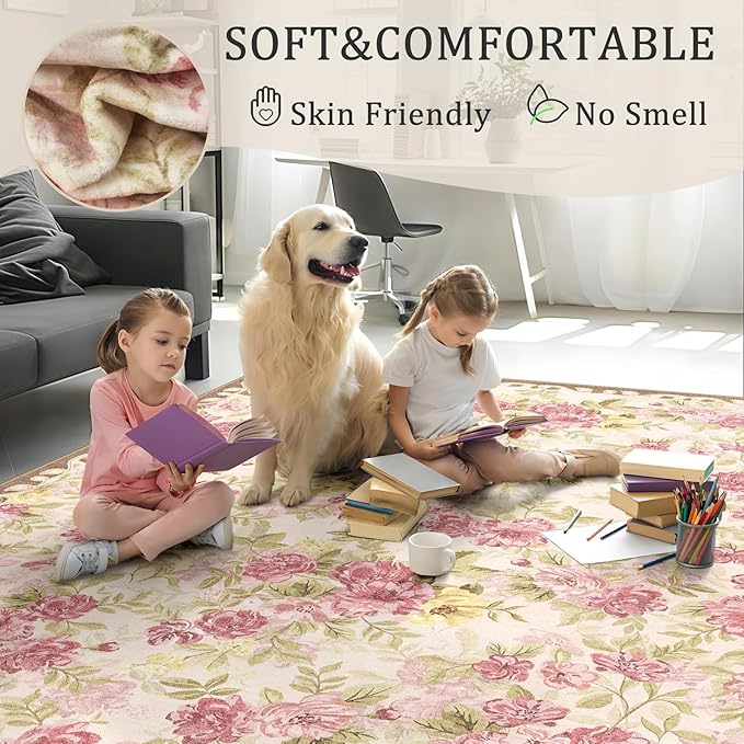 4x6 Machine Washable Area Rug for Living Room, Kids and Pets Friendly for - Image 4